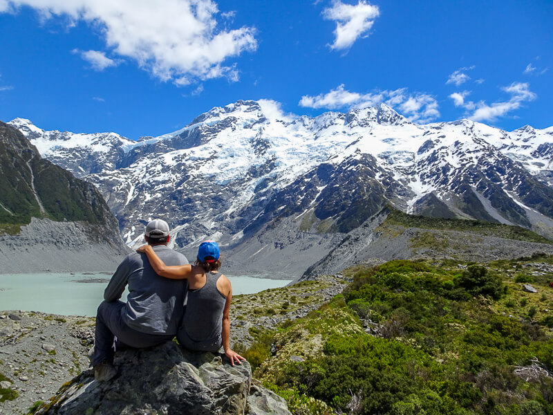 Viewing the snowy peaks of Mt. Cook, places to visit in New Zealand itinerary, things to do in New Zealand vacation.