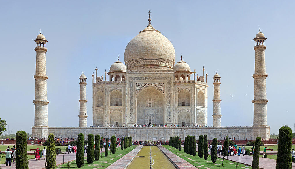 The Taj Mahal at daybreak, visiting North India.