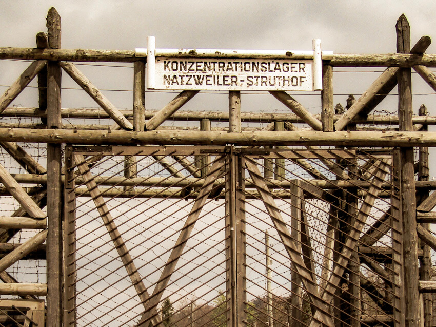 Entrance sign at Natzeiler=Struthof Concentration Camp, the only concentration camp in France.