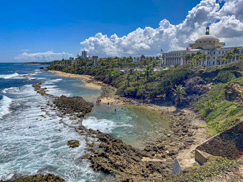 A beach in front of the Capital Building, one reason to visit Puerto Rico!